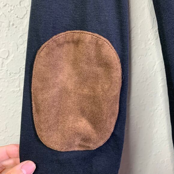 LAUREN RALPH‎ LAUREN Top Blouse Crew Neck Faux Suede Elbow Patches Shoulder Zip - Picture 8 of 13